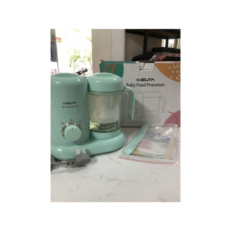 MSUTA Baby Food Processor Steamer Blender (Category: Weaning & Toddler Feeding) located in Makati City. Submitted by luckymoon_065c27 (Listing ID 1448551261, Image 1). Description: - MSUTA Baby Food Processor - Steams and blends food for your baby - Includes original box and all accessories - Simple to operate and clean - Perfect for making fresh, homemade baby food - Stylish mint green color.