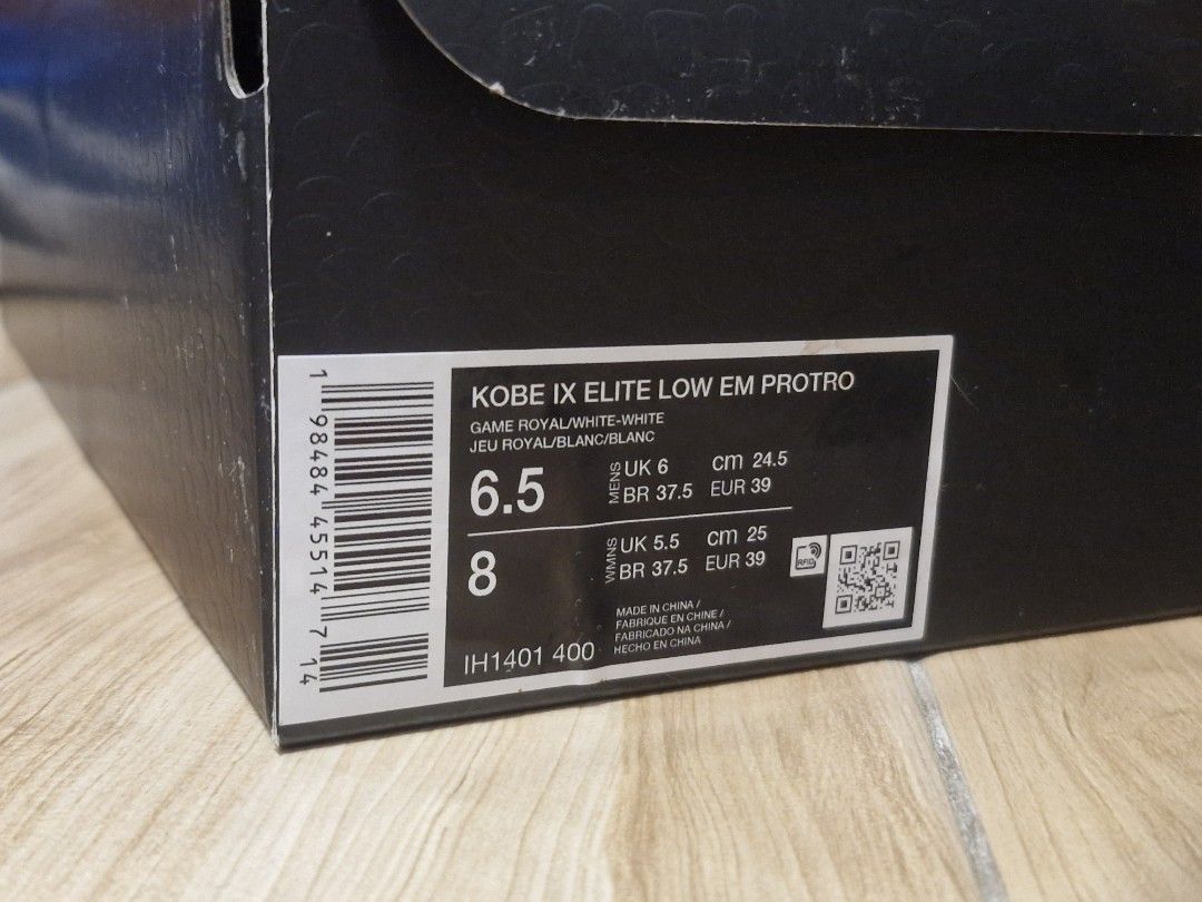 Nike Kobe IX Elite Low EM Protro (Game Royal) (Category: Sneakers) located in Malolos. Submitted by stephq12 (Listing ID 1448689298, Image 2). Description: - color: game royal (royal blue) - size: 6.5 men's / 8 women's - good condition - with original box originally bought for 10k NON-NEGOTIABLE buyer shoulders sf RFS: decluttering and need funds for college.