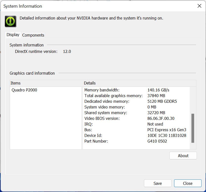 NVIDIA Quadro P2000 Graphics Card505014555342295048