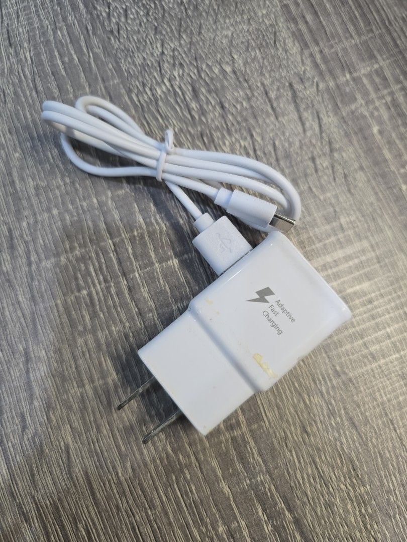 Original Samsung charger not fast charging (Category: Chargers & Cables) located in Pasay City. Submitted by declutteringmomshi (Listing ID 1448530236, Image 1). Description: usb type A to C.