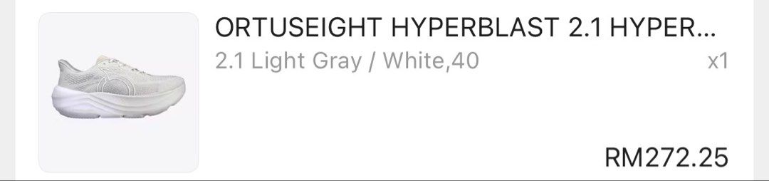 ORTHUSEIGHT HYPERBLAST 2.1 (Category: Other Sports Equipment and Supplies) located in Kota Bharu. Submitted by nurinalya143 (Listing ID 1448486249, Image 2). Description: HYPERBLAST 2.1 LIGHT GRAY/WHITE SIZE 40 .