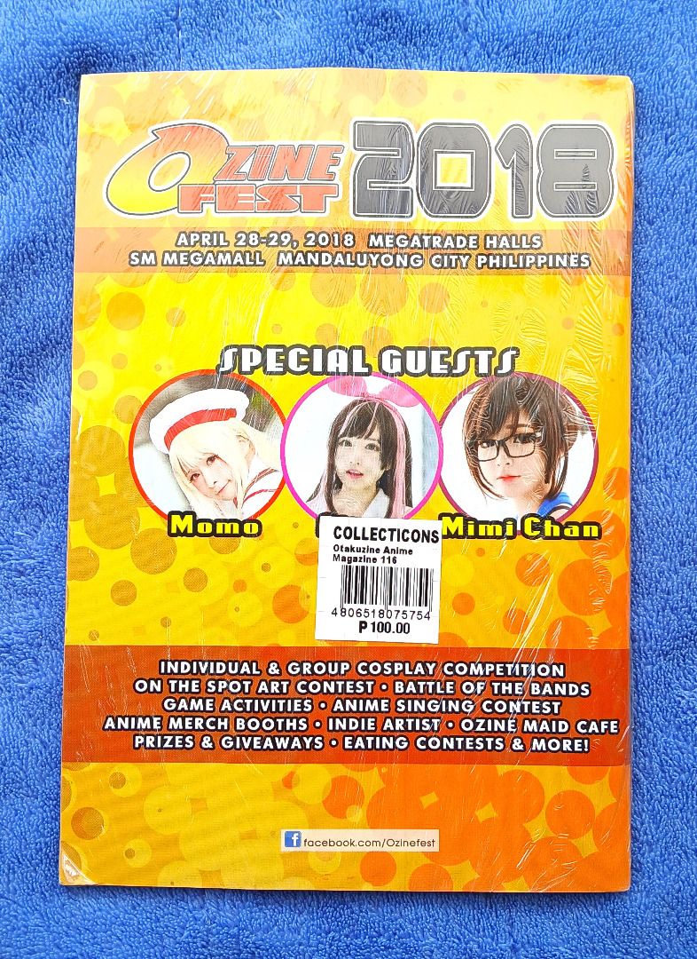 Otaku Magazine Issue Nr 116 (2017) (Category: Magazines) located in Iloilo. Submitted by jrmagallanes78 (Listing ID 1448652352, Image 2). Description: Otaku Anime Magazine Issue Number 116. Item is still SEALED and condition is therefore considered UNKNOWN. Poster may still be intact since the pages look uneven (images 3-4). Dimensions: approx 145mm x 210mm Material: paper.