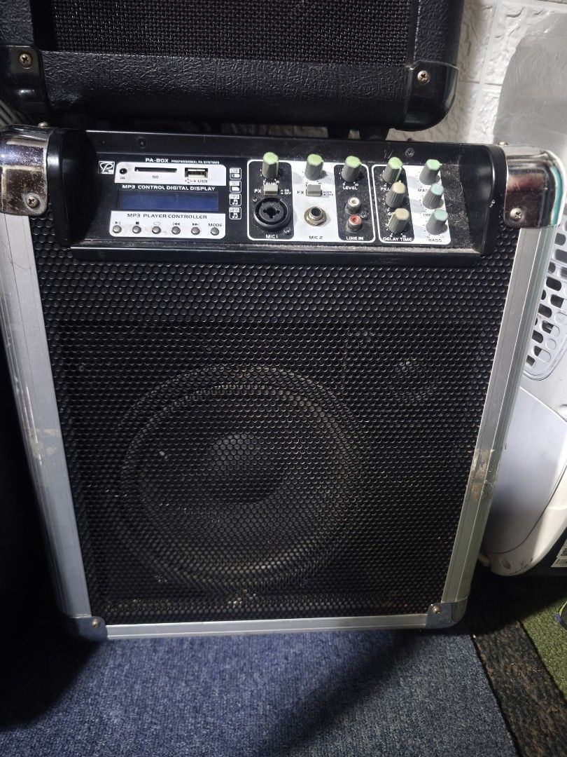 PA-20X Professional Powered Speaker with MP3 Player (Category: Soundbars, Speakers & Amplifiers) located in Baguio. Submitted by ShekinahCaitnCraig (Listing ID 1448542503, Image 1). Description: Classic Pro PA-Box - PA-B0X Professional PA System - Built-in MP3 player with digital display - Supports USB and SD card input From Japan 110v Issue: need palitan ng Battery .