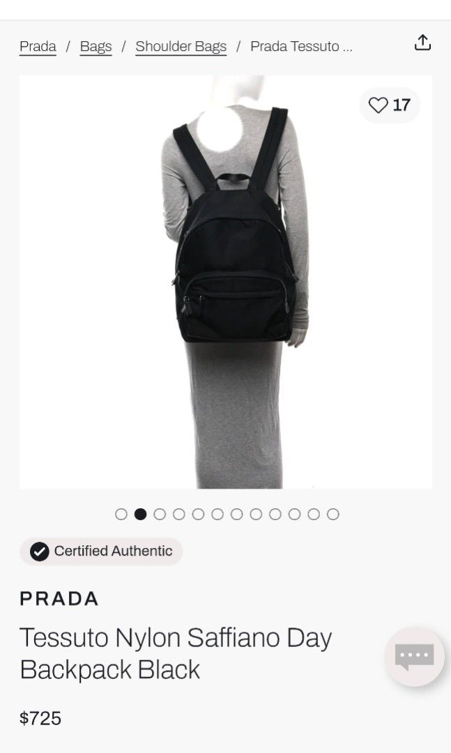 Prada tessuto nylon saffiano day backpack blk (Category: Luxury Bags & Wallets) located in Puerto Princesa. Submitted by lotsstuff (Listing ID 1448586149, Image 1). Description: has flaw on saffiano leather can provide details good condition overall sign of used good for daily wear.