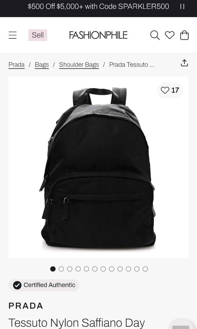 Prada tessuto nylon saffiano day backpack blk (Category: Luxury Bags & Wallets) located in Puerto Princesa. Submitted by lotsstuff (Listing ID 1448586149, Image 2). Description: has flaw on saffiano leather can provide details good condition overall sign of used good for daily wear.