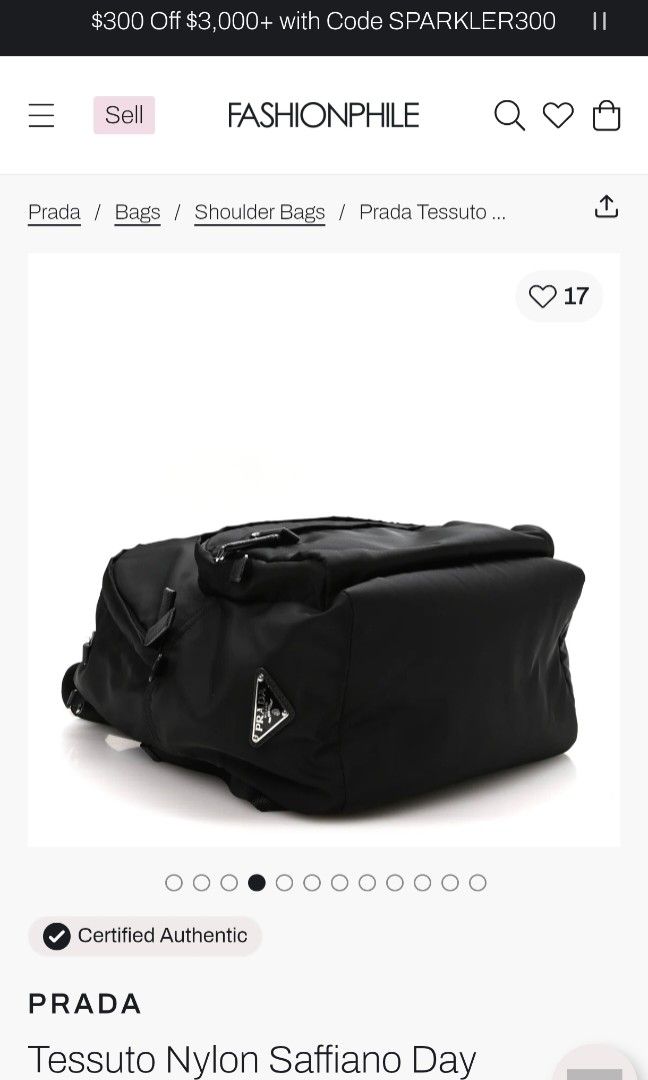Prada tessuto nylon saffiano day backpack blk (Category: Luxury Bags & Wallets) located in Puerto Princesa. Submitted by lotsstuff (Listing ID 1448586149, Image 3). Description: has flaw on saffiano leather can provide details good condition overall sign of used good for daily wear.