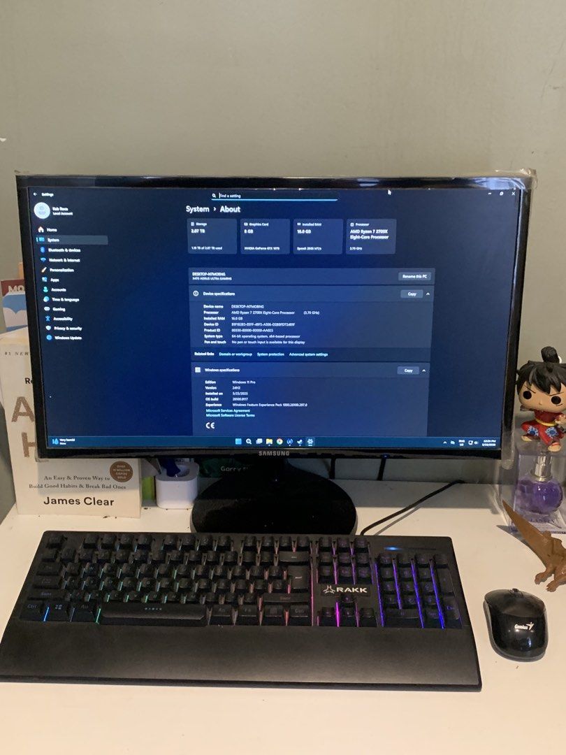 (PC SET) Ryzen 7 2700X + ROG Strix GTX 1070oc (PC Set) (Category: Desktops) located in San Pedro. Submitted by hakatara10 (Listing ID 1448624030, Image 3). Description: For sale only ✅️ Ryzen 7 2700x ✅️ Aorus X470 Ultra Gaming ✅️ ROG Strix GTX1070 8Gb OC ✅ 2x8Gb 2666Mhz Ramsta ✅️ Corsair CX750w PSU ✅️ 512Gb Ramsta SSD ✅ Samsung S24F350 60Hz(Can OC to 75Hz) Monitor ✅ Mouse and Keyboard included 🎮 Plug and Play Slightly Negotiable Can do pickup or