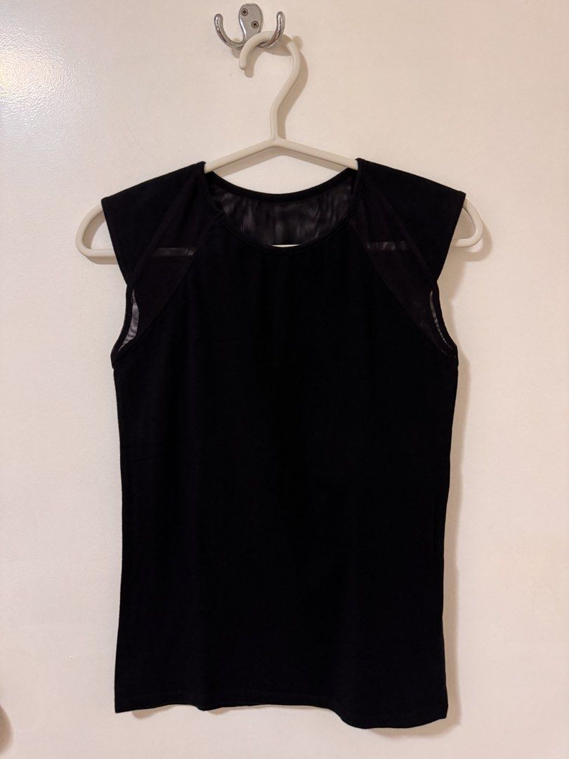 Sleevless Black Top with Semi-Sheer Shoulder and Back Panels (Category: Sleeveless) located in Mandaluyong City. Submitted by axos723 (Listing ID 1448573578, Image 1). Description: ➡️Please read item description carefully below (click read more 👇) ➡️Item is AVAILABLE ➡️Guaranteed 💯 %Authentic ➡️1-Day Reservation only ➡️First to pay gets the item ➡️For SURE BUYERS only please. -Price: P 150+SF -Brand:2068 -Size: Small -Color: Black (Color may va
