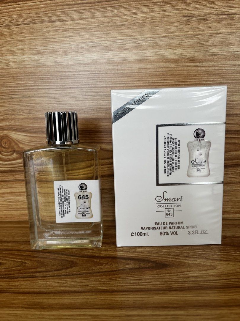 Smart Collection No. 645 Eau de Parfum 100ml (Category: Fragrance & Deodorants) located in Manila. Submitted by modfit09 (Listing ID 1448695017, Image 2). Description: Trending V@l@y@ dupe Smart Collection Perfume #645 - Eau de Parfum, 100ml bottle - Natural Spray - Limited Edition Packaging - Ideal for everyday wear - Popular and sought-after fragrance.