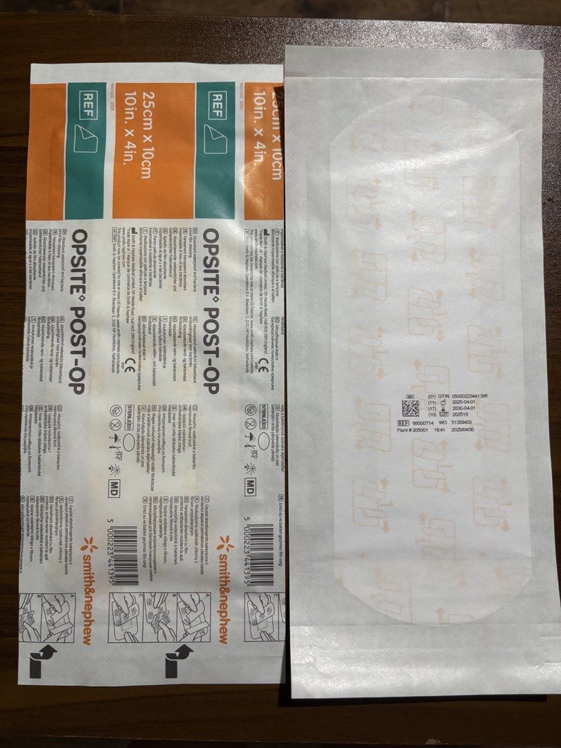 Smith & Nephew Opsite Post-Op Dressing 25cm x 10cm (Category: Medical Supplies & Tools) located in Manila. Submitted by rosel2001 (Listing ID 1448537087, Image 2). Description: - Smith & Nephew Opsite Post-Op Dressings - Size: 25cm x 10cm - Sterile and adhesive - Perfect for post-surgery wound care - Each dressing is individually wrapped - Sold as a set - Please check photos for more details.