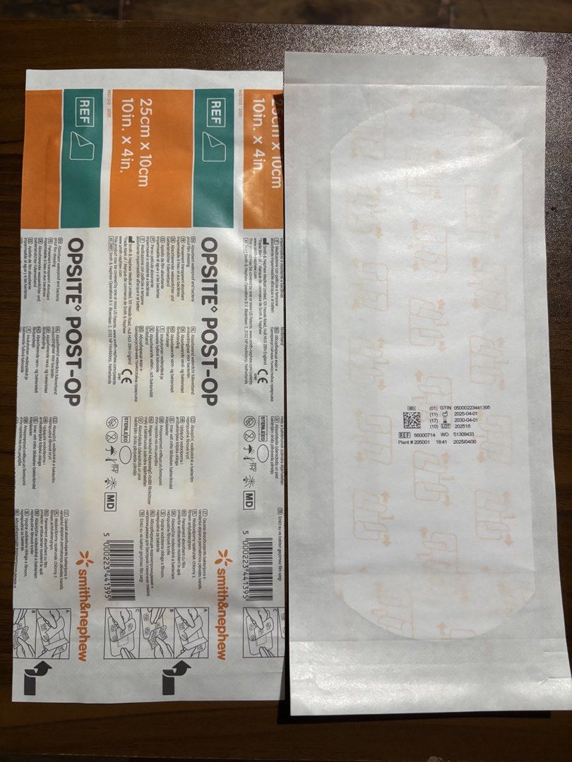 Smith & Nephew Opsite Post-Op Dressing 25cm x 10cm (Category: Medical Supplies & Tools) located in Manila. Submitted by rosel2001 (Listing ID 1448537087, Image 1). Description: - Smith & Nephew Opsite Post-Op Dressings - Size: 25cm x 10cm - Sterile and adhesive - Perfect for post-surgery wound care - Each dressing is individually wrapped - Sold as a set - Please check photos for more details.