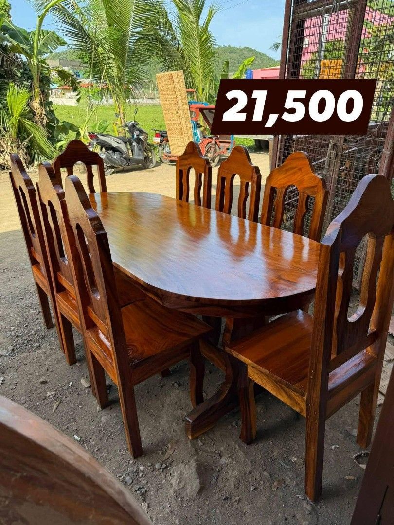 Solid Wood Oval Dining Table with 6 Chairs (Category: Tables & Sets) located in Iloilo. Submitted by semicglinda (Listing ID 1448602049, Image 1). Description: - Beautiful solid wood dining set - Includes oval table and 6 matching chairs - Rich, warm wood finish - Sturdy construction - Ideal for family meals and entertaining guests - Ready for a new home.