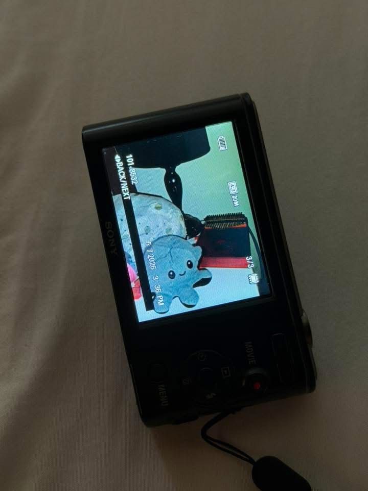 Sony Cybershot DSC w800 (Category: Cameras) located in Manila. Submitted by coraleee (Listing ID 1448579691, Image 2). Description: Barely used and no issues Inclusions: unit, battery, charger, wrist strap, and camera pouch. Loc: manila Payment method: cash, gcash, maribank, or bank transfer Delivery options: meetup, lalamove, or jnt RFS: bought a new camera.