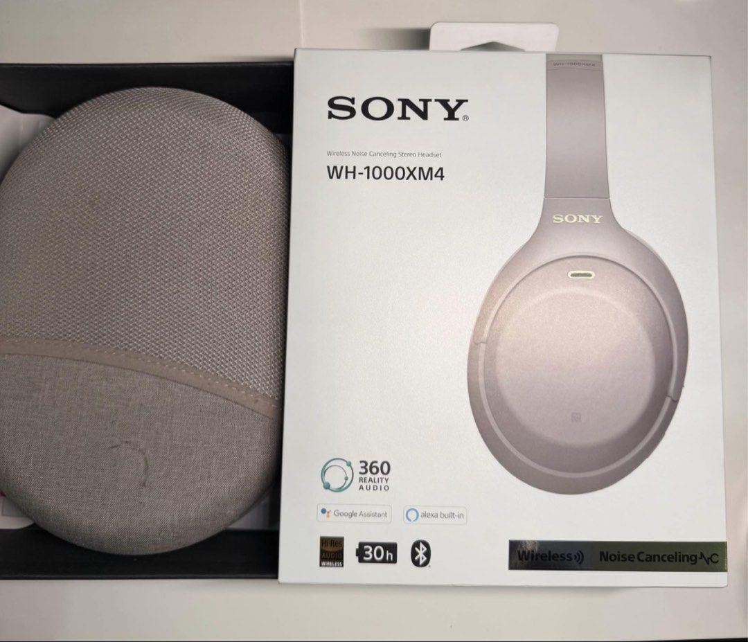 Sony XM4 Headphones (Category: Headphones & Headsets) located in Pasig City. Submitted by dara1219 (Listing ID 1448691565, Image 3). Description: Selling my Sony XM4 (Silver) Headphones Barely used ₱8,500 (Slightly Nego) Inclusions: - carrying case - plug in adapter - headphone cable .