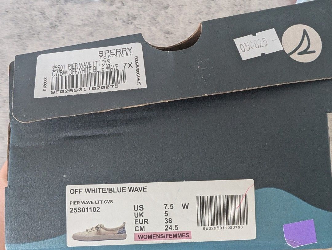 Sperry Pier Wave LTT CVS Off White/Blue Wave Sneakers (Category: Sneakers) located in Taguig. Submitted by kitssale (Listing ID 1448568291, Image 3). Description: - Sperry Pier Wave LTT CVS Sneakers - Color: Off White/Blue Wave - Size: 7.5 Wide (US). See photo for other equivalent sizes - Material: Canvas - Features: Blue wave pattern lining - Condition: Brand new with original box and tags - Ideal for: Casual wear Negotiable for sure buyer..