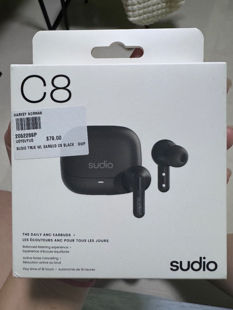 Sudio C8 True Wireless ANC Earbuds - Black