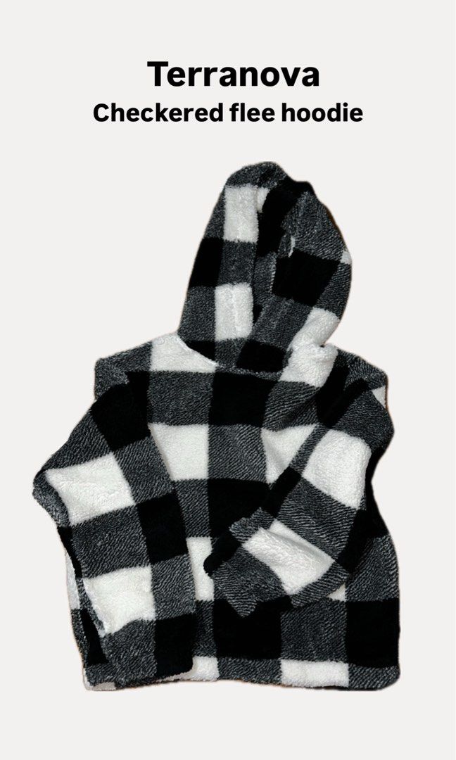 Terranova Checkered Fleece Hoodie (Category: Coats, Jackets and Outerwear) located in Cebu City. Submitted by _____08_____ (Listing ID 1448617809, Image 1). Description: - Super cozy Terranova fleece hoodie - Classic black and white checkered pattern - Perfect for lounging or staying warm - Made with soft, comfortable material - Features a hood for extra warmth.
