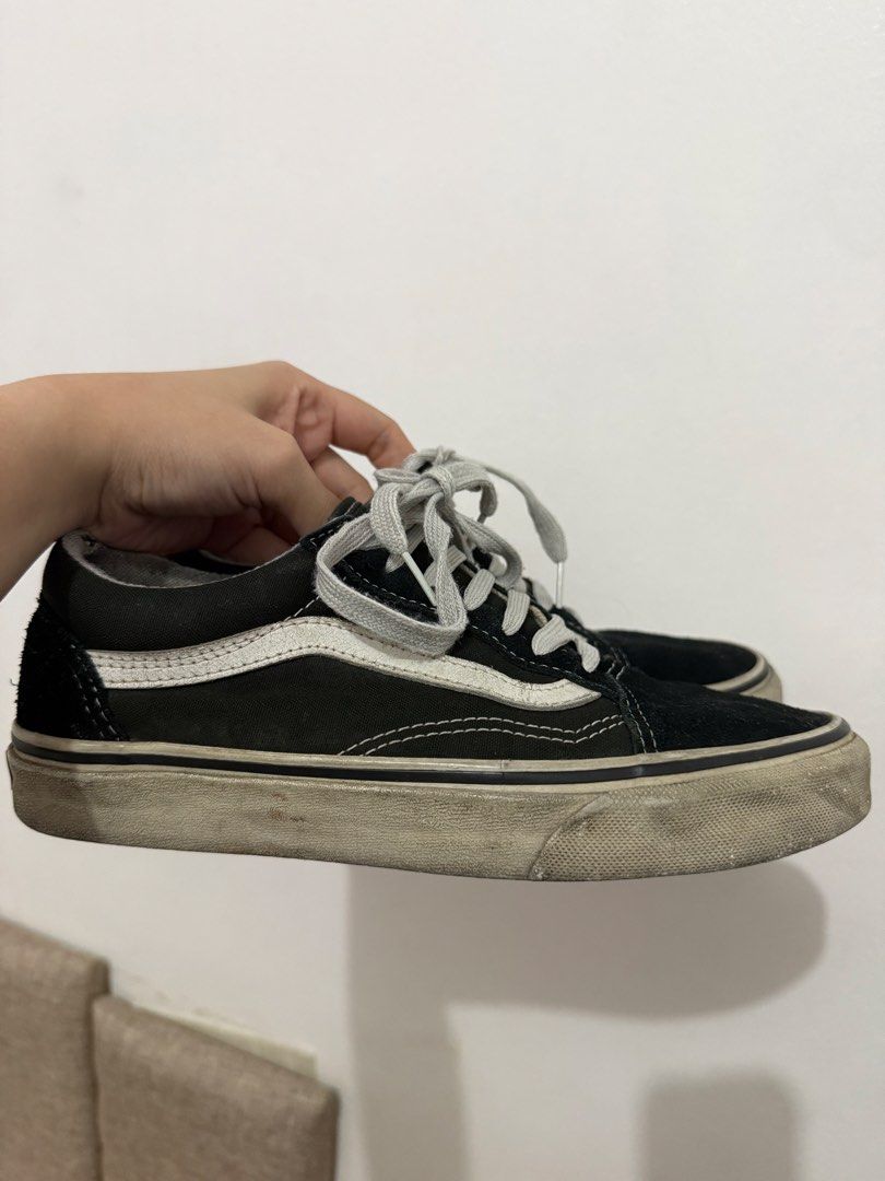 Vans Old Skool Black White Suede Canvas Sneakers (Category: Sneakers) located in Mandaluyong City. Submitted by whitemoveout (Listing ID 1448684103, Image 1). Description: - Classic Vans Old Skool sneakers - Black suede and canvas upper - Iconic white side stripe - White laces and soles - Shows normal signs of wear on soles and uppers - Plenty of life left for your next adventure!.