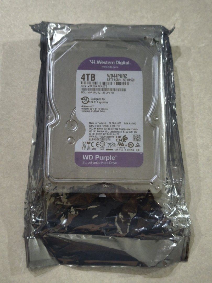 Western Digital 4TB WD40PURZ Purple Hard Drive
