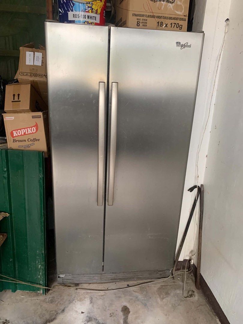 Whirlpool Side-by-Side Refrigerator Stainless Steel (Category: Refrigerators and Freezers) located in Marikina City. Submitted by jennyggg25 (Listing ID 1448497624, Image 2). Description: - Whirlpool Side-by-Side Refrigerator - Sleek Stainless Steel Finish - Ample Shelf and Door Storage Space - Ideal for Family Kitchens - Standard Dimensions for Side-by-Side Models - lacks freon - Buyer to Arrange Own Transportation - buyer may need to have it ch