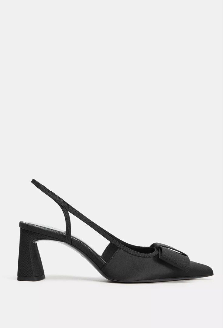 ZARA SLINGBACK HEELS SHOES WITH BOW (Category: Heels) located in Pasig City. Submitted by redeem (Listing ID 1448534802, Image 2). Description: Available on hand‼️ BNWT‼️ With Dust Bag‼️ SIZE: 38 DESCRIPTION: Slingback shoes with a wide heel. Bow detail on the front. Back strap. Heel height: 6.5 cm / 2.5”.