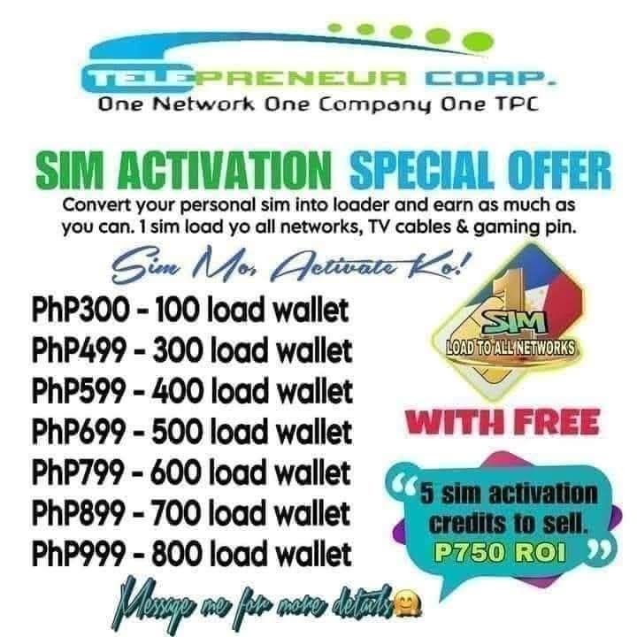 300 TPC Sim Activation (Category: Sim Cards) located in Cabuyao City. Submitted by merih1990 (Listing ID 1453140569, Image 3). Description: ₱300 ngayun mabilis lang maubos!Pero kung ipuhunan mo sa load business pwede pang lumago😍 Kung stay at home ka at gusto mo ng sideline, pwede ka magbenta ng ng load kahit nasa bahay lang. 3 𝐖𝐀𝐘𝐒 𝐓𝐎 𝐄𝐀𝐑𝐍 𝐀𝐒 𝐑𝐄𝐓𝐀𝐈𝐋𝐄𝐑. 1. Magbenta ng load sa mga customer. Enjoy up to 2% Load Discounts every 