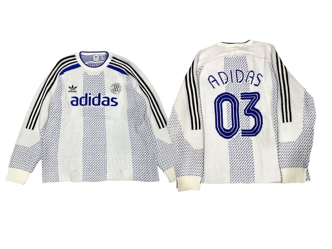 Adidas Soccer Jersey Knitted Sweater (Category: Coats, Jackets and Outerwear) located in Manila. Submitted by jaythrift.ph (Listing ID 1453217219, Image 1). Description: Width: 25 - 26 Length: 30 Back length: 31.