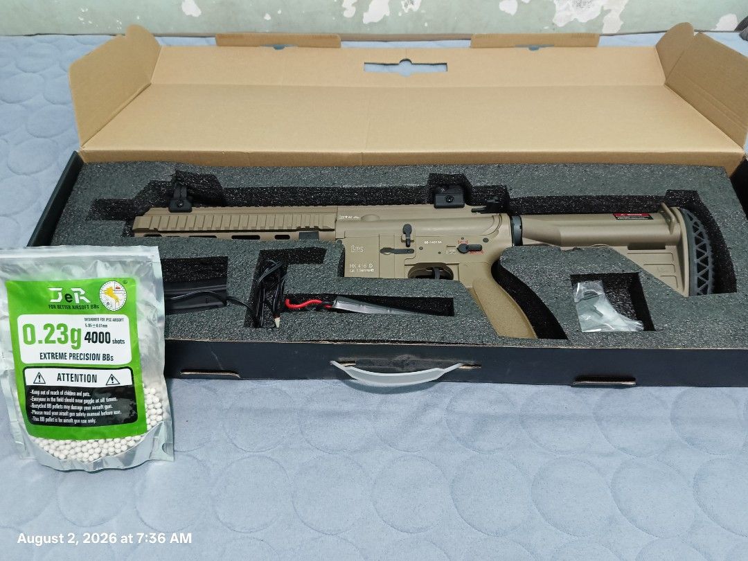 Airsoft Rifle (Category: Action & Battle Toys) located in Cotabato. Submitted by happyeagle.415ba1 (Listing ID 1453234963, Image 2). Description: Airsoft rifle, all stock and slightly used. includes battery with charger and original packaging box.
