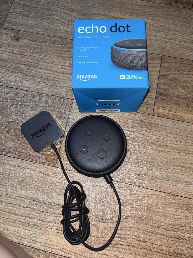 Amazon Echo Dot (3rd Gen) Smart Speaker with Alexa (Category: Soundbars, Speakers & Amplifiers) located in Caloocan City. Submitted by trishaarcinas1414 (Listing ID 1453095801, Image 2). Description: - Amazon Echo Dot (3rd Generation) - Works with Alexa for voice control - Play music, check weather, and more - Includes power adapter - Comes with original box - Easy to add Alexa to any room.