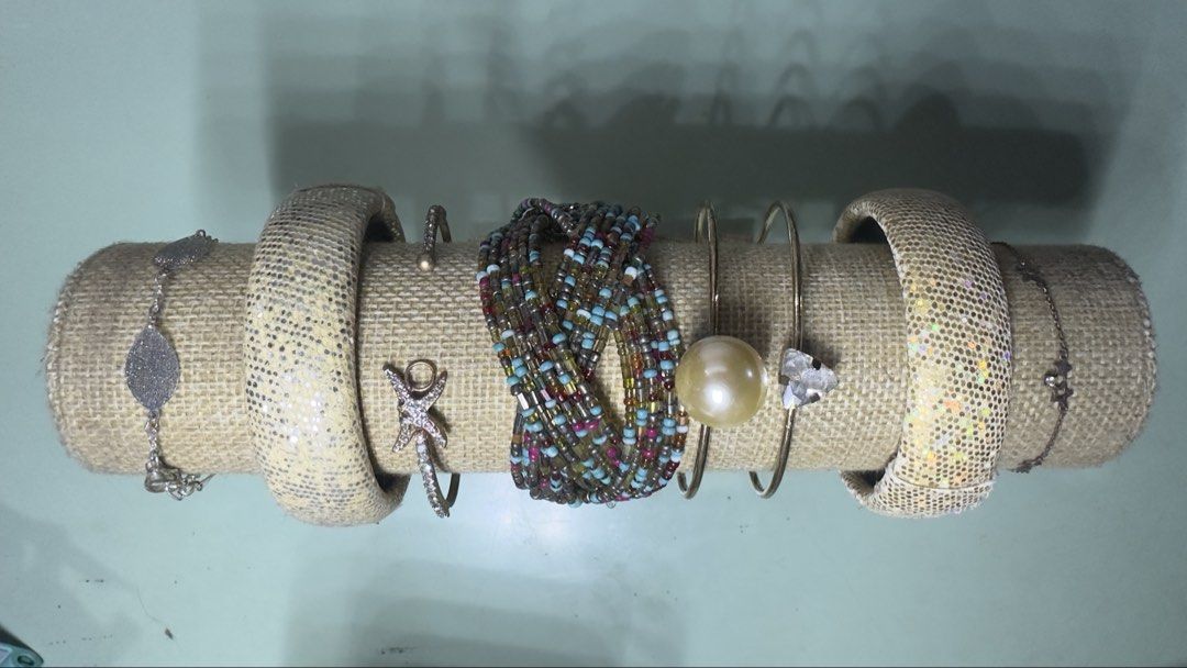 Assorted Bracelets Set - Beaded, Bangle, Charm (Category: Bracelets) located in Manila. Submitted by arahazelnut (Listing ID 1453202537, Image 2). Description: - All in for ₱400 for the bracelets/bangles only. The holder is not included. - please manage your expectations. Nakatambak lang sa accessory box so expect na may signs na of tarnish yung iba -SF will be covered by the buyer -payment first policy applies especially for delivery transaction