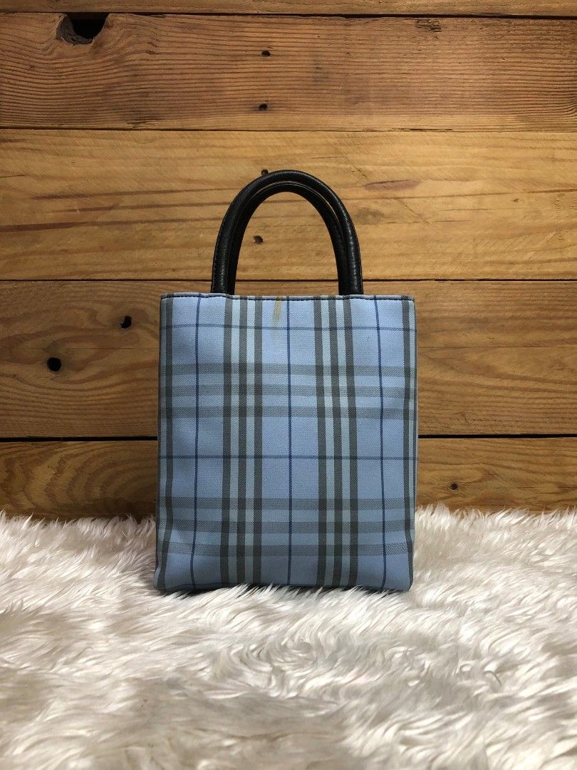 AUTHENTIC BURBERRY BLUE PLAID NOVA MINI TOTE/HANDBAG (Category: Luxury Bags & Wallets) located in Navotas City. Submitted by terbshopp (Listing ID 1453152830, Image 2). Description: FOR SALE ! BURBERRY BLUE PLAID NOVA MINI TOTE/HANDBAG GUARANTEED AUTHENTIC RANK AB ISSUE NEEDS CLEANING ONLY CHECK DETAILED PICS POSTED PRICE: 2,500.