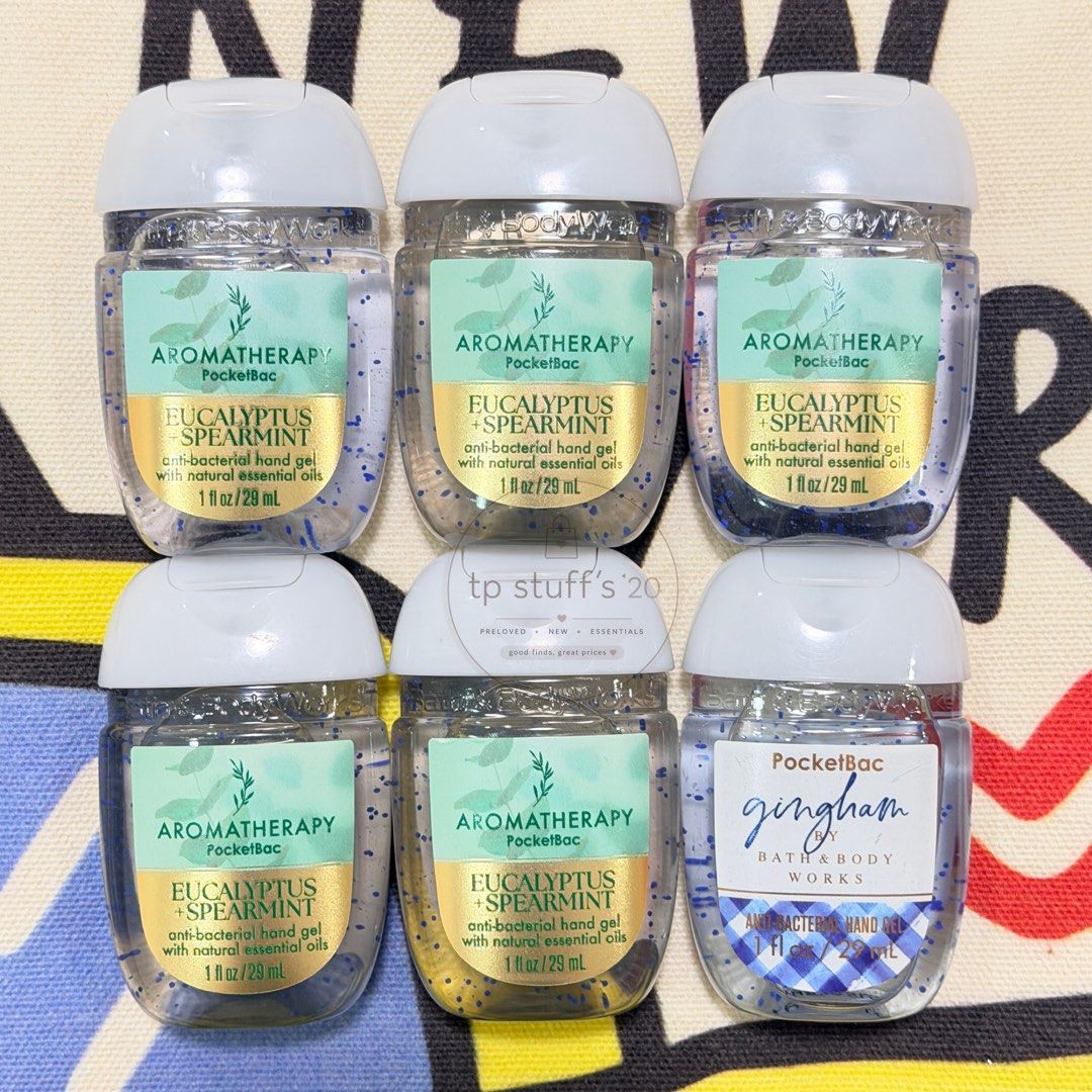 Bath & Body Works PocketBac Hand Sanitizer (Category: Sanitizers & Disinfectants) located in Manila. Submitted by tpstuffs20 (Listing ID 1453106022, Image 1). Description: Bath & Body Works PocketBac hand sanitizers Scents: -5 Eucalyptus + Spearmint (Aromatherapy) - m1 Gingham. -Size: 1 fl oz / 29 mL per sanitizer -Ideal for keeping hands clean and fresh on the go -Great for travel, work, or everyday use 🛒 Brandnew. US purchased..