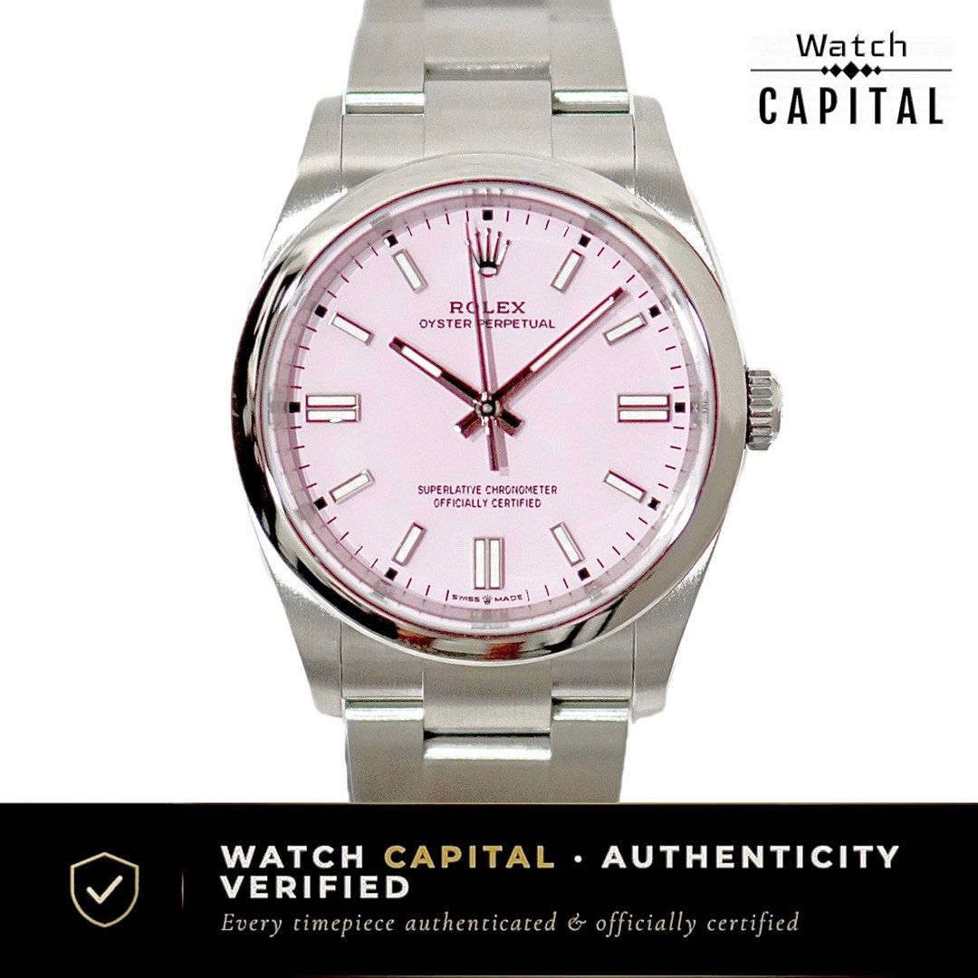 Brand New Rolex Oyster Perpetual 36 126000 “Candy Pink” September 2025 (Category: Watches) located in Singapore. Submitted by watchcapitalsg (Listing ID 1453137500, Image 1). Description: Location: 111 Somerset Reference: 126000 Case Diameter: 36mm Movement: Automatic Dial Colour: Candy Pink Bezel Material: Oystersteel Case Material: Oystersteel Bracelet Material: Oystersteel Glass Material: Sapphire Crystal Box: Yes Papers: Yes Date Of Purchase: