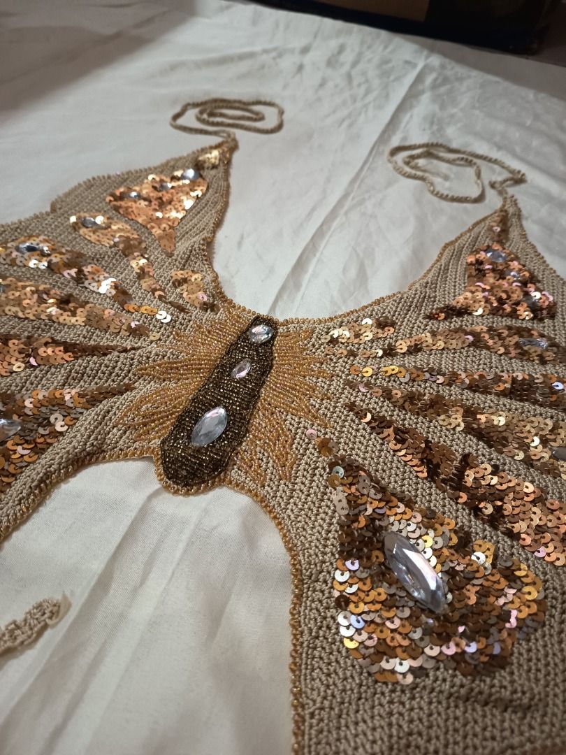 Butterfly Crochet Top with Sequins and Beads (Category: Sleeveless) located in Caloocan City. Submitted by luckygirl.closet (Listing ID 1453155481, Image 2). Description: For layering or solo wear S-M unnoticable fray (see last pic).