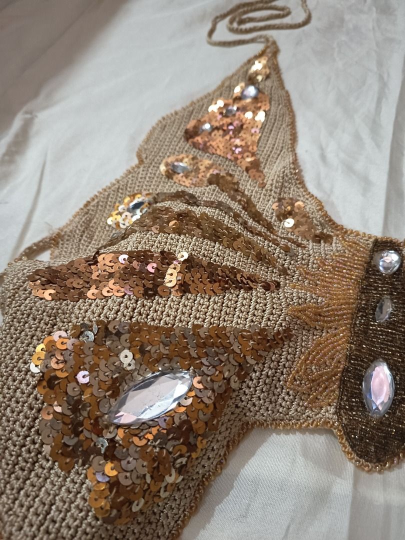 Butterfly Crochet Top with Sequins and Beads (Category: Sleeveless) located in Caloocan City. Submitted by luckygirl.closet (Listing ID 1453155481, Image 3). Description: For layering or solo wear S-M unnoticable fray (see last pic).