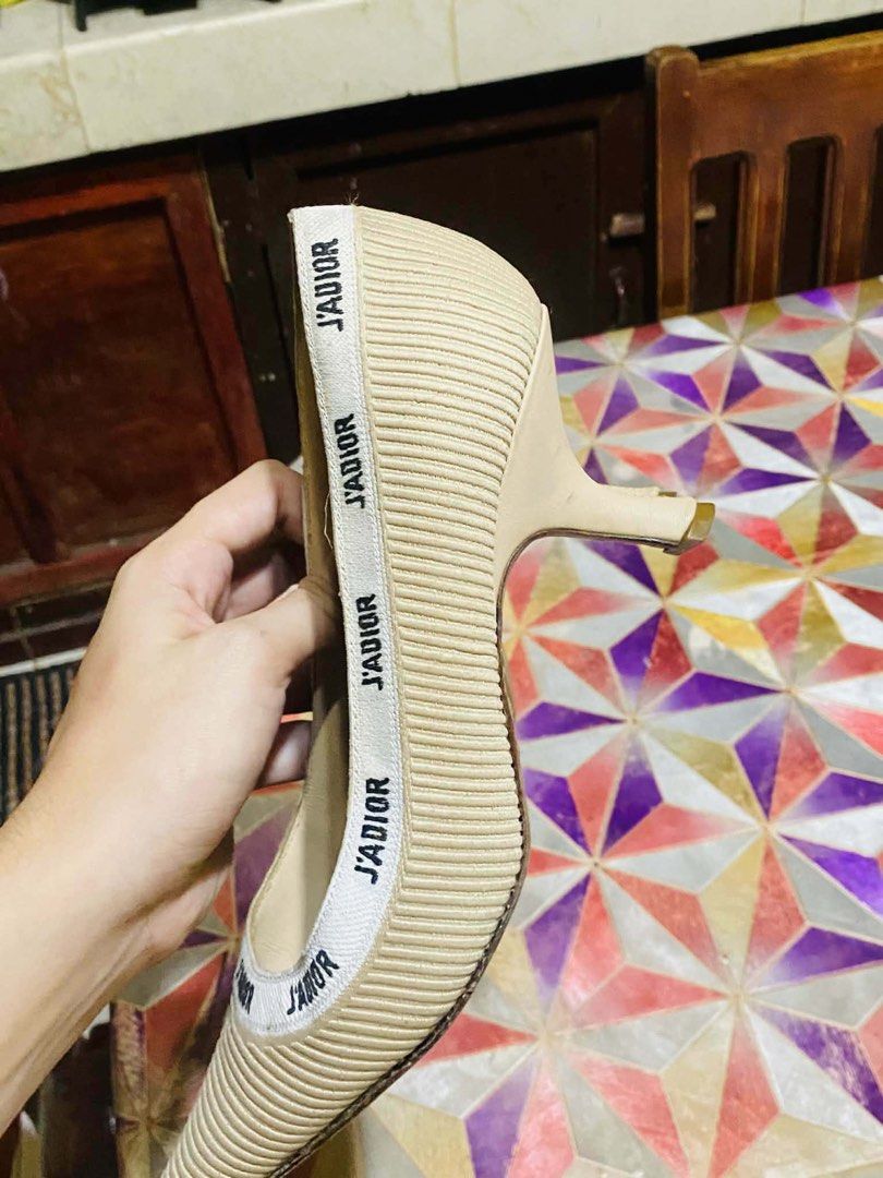 Christian Dior J'Adior Heels (Category: Heels) located in Cebu City. Submitted by simpleabundance (Listing ID 1453160966, Image 3). Description: - Authentic Christian Dior J'Adior heels - Color: Beige - Signature J'Adior ribbon detail - Elegant pointed toe design - Suitable for any occasion - Moderate heel height.