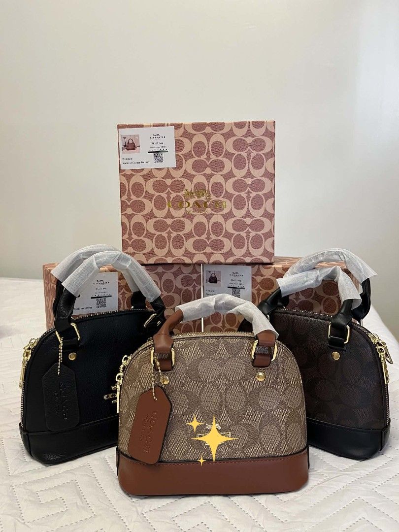 Coach Mini Sierra Satchel Bag (Category: Luxury Bags & Wallets) located in Binan City. Submitted by prettyfishcakeee (Listing ID 1453134623, Image 1). Description: - Authentic Coach Mini Sierra Satchel bags - Available colors: Signature Brown/Khaki, Black, Dark Brown - Includes original box with each purchase - Ideal for everyday use - Makes a great gift.