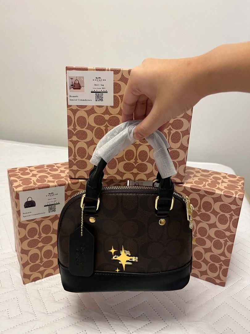 Coach Mini Sierra Satchel Bag (Category: Luxury Bags & Wallets) located in Binan City. Submitted by prettyfishcakeee (Listing ID 1453134623, Image 2). Description: - Authentic Coach Mini Sierra Satchel bags - Available colors: Signature Brown/Khaki, Black, Dark Brown - Includes original box with each purchase - Ideal for everyday use - Makes a great gift.
