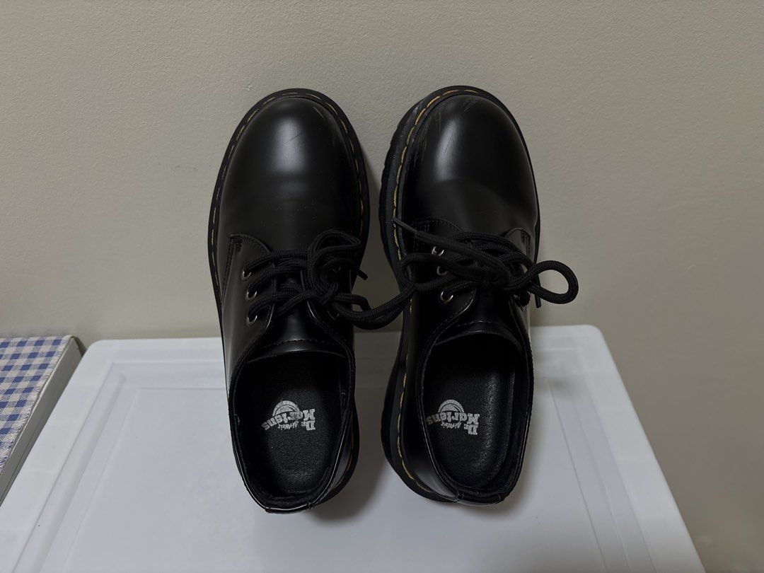 Dr. Martens Black Platform Lace-Up Shoes (Category: Boots) located in Manila. Submitted by cdc98 (Listing ID 1453218913, Image 3). Description: - Size: 37 (23.5cm) - Replica only - Lace-up style with signature yellow stitching - Chunky sole for added height - A bit heavy PLEASE READ ⚠️ • Strictly payment first before ship out • Modes of payment - Gcash, BDO, and BPI • Couriers: Gogo Express, Lalamove & Grab Express • No meet-ups • Seller location