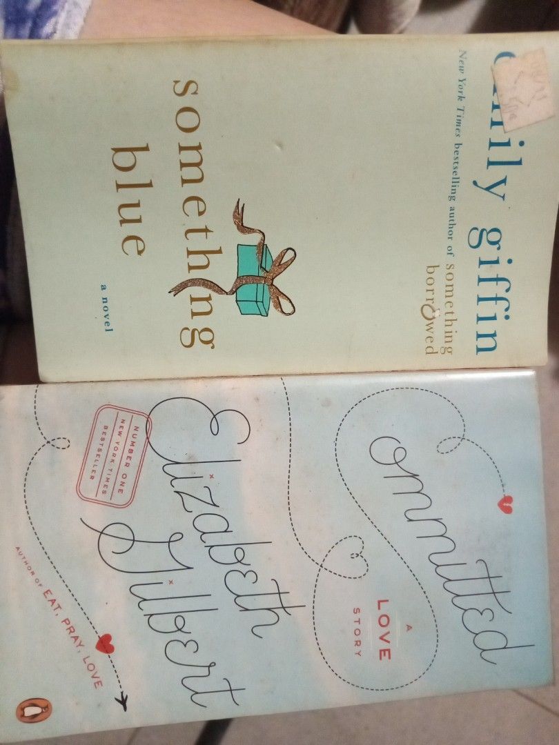 Emily Giffin & Elizabeth Gilbert Books - Something Blue & Committed (Category: Storybooks) located in Taguig. Submitted by truecat_4680cc (Listing ID 1453153798, Image 1). Description: - 'Something Blue' by Emily Giffin (Paperback) - A captivating novel. - 'Committed' by Elizabeth Gilbert (Paperback) - A compelling love story and the follow-up to 'Eat, Pray, Love'. - Ideal for readers who love contemporary fiction and inspiring memoirs. - Both bo