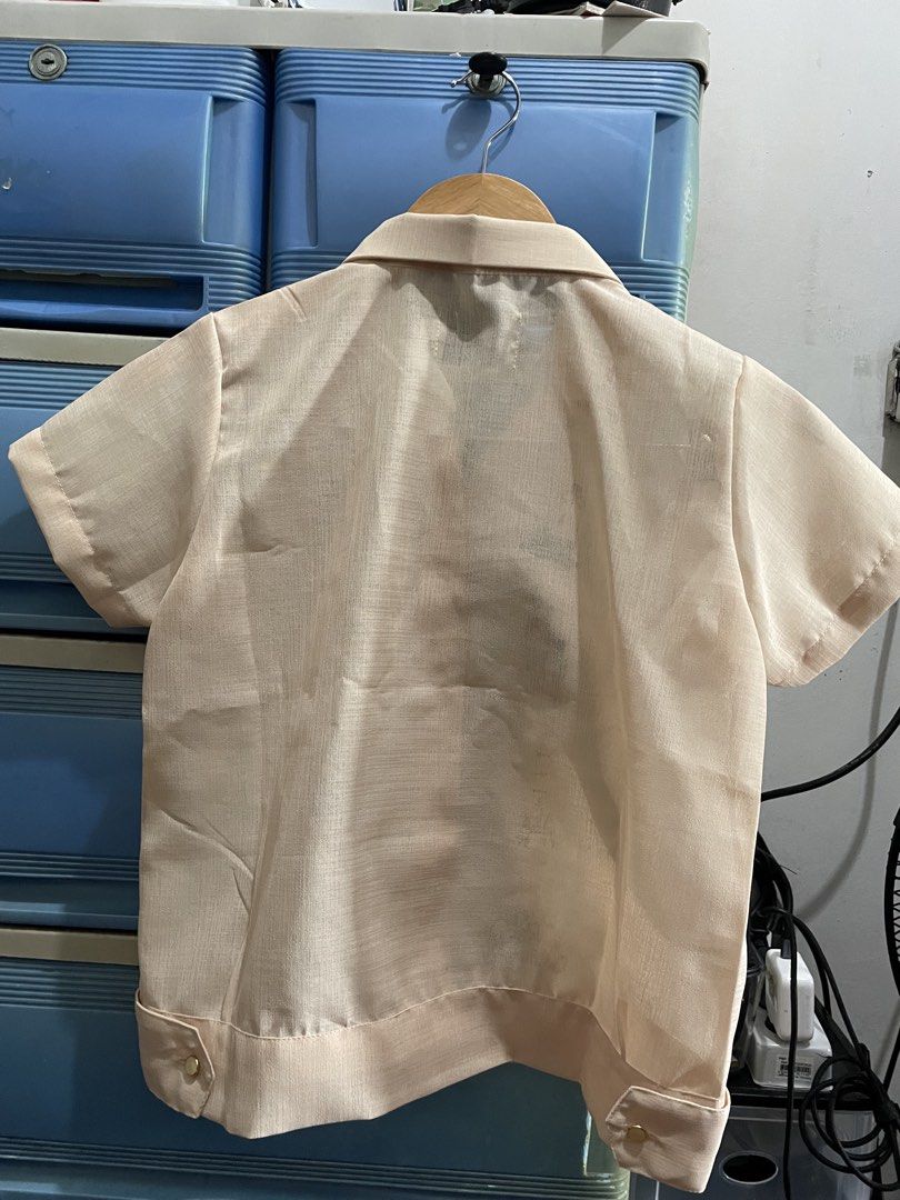 Female polo jacket barong (Category: Others Tops) located in Manila. Submitted by angelatcm (Listing ID 1453122274, Image 2). Description: Bought this from Style by Tiffany on L@zada. Small. Madyado maliit para sa akin. Pwede siguro ito sa usual XS na size. Never used. May tag and plastic pa. Sinukat ko lang. Please refer to the photos for the measurements. - MOP: Gcash or Maya - Delivery: via Grab, Lalamove, or courier of your choice. Shipping w