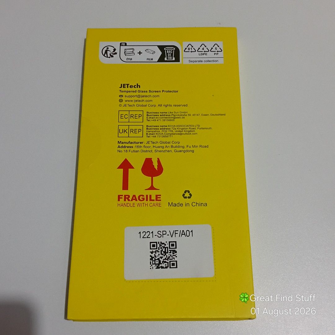 [GFS] JETech Tempered Glass for Iphone 14 Pro max (Category: Other Mobile & Gadget Accessories) located in Quezon City. Submitted by greatfindstuff (Listing ID 1453163215, Image 2). Description: [GFS] JETech Tempered Glass for Iphone 14 Promax from Japan🇯🇵 📌Condition • Never Been Used • 2pcs tempered glass • from Japan • As is • with own box 📍Novaliches, Quezon City 🛵 Lalamove • Self Pick up • Grab 💰Gcash • Maya • BPI • Cash on pick up .