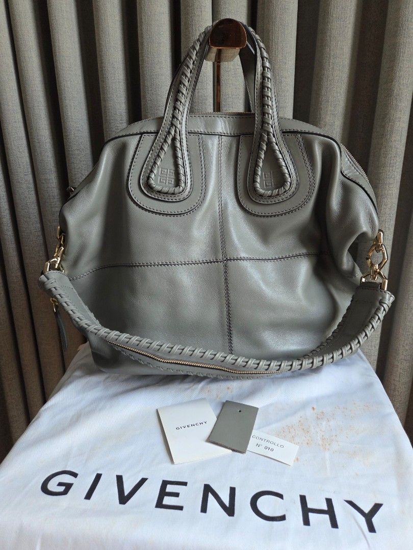 Givenchy Nightingale Medium Braided Limited Edition bag (Category: Luxury Bags & Wallets) located in Quezon City. Submitted by shop.mar.go (Listing ID 1453150651, Image 1). Description: like new, carried few times only Givenchy Nightingale medium gray with dust bag, leather swatch, and care booklet no flaws, no foul smell to mention.