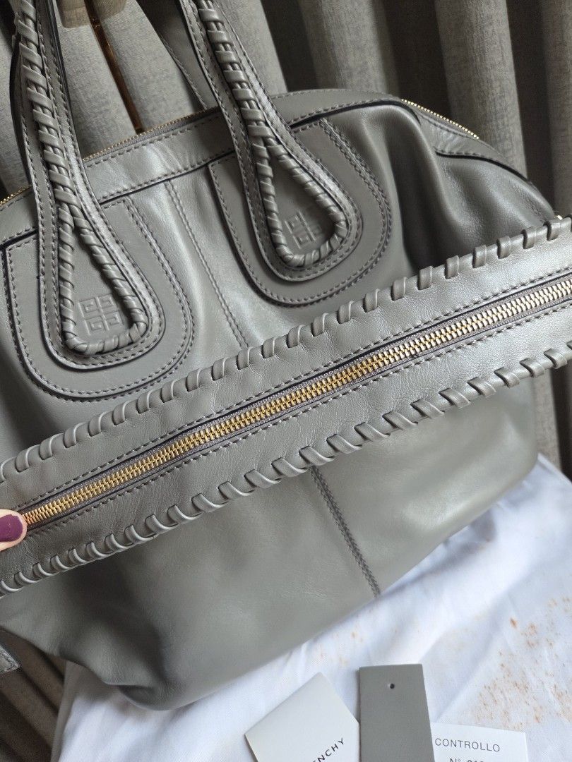 Givenchy Nightingale Medium Braided Limited Edition bag (Category: Luxury Bags & Wallets) located in Quezon City. Submitted by shop.mar.go (Listing ID 1453150651, Image 2). Description: like new, carried few times only Givenchy Nightingale medium gray with dust bag, leather swatch, and care booklet no flaws, no foul smell to mention.