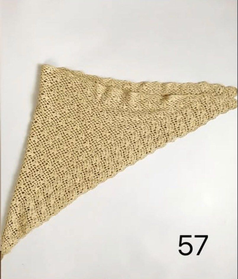 Handmade Crochet Triangle Shawl Scarf Beige (Category: Scarves) located in Quezon City. Submitted by crystalivory (Listing ID 1453072301, Image 1). Description: - Beautiful handmade crochet shawl - Neutral beige color, versatile - Triangle shape with open knit pattern - Ideal for layering .
