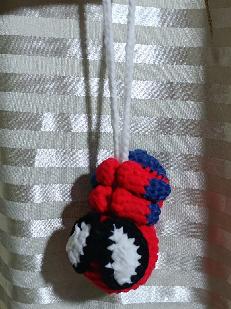 Handmade Spiderman Crochet Keychain Charm Hanging (Category: Handmade Craft) located in Manila. Submitted by theorangewolf (Listing ID 1453198477, Image 2). Description: - Cute handmade crochet keychain - Includes a white string for easy hanging - It has imperfection since it's handmade - MADE TO ORDER - Payment first + sf.