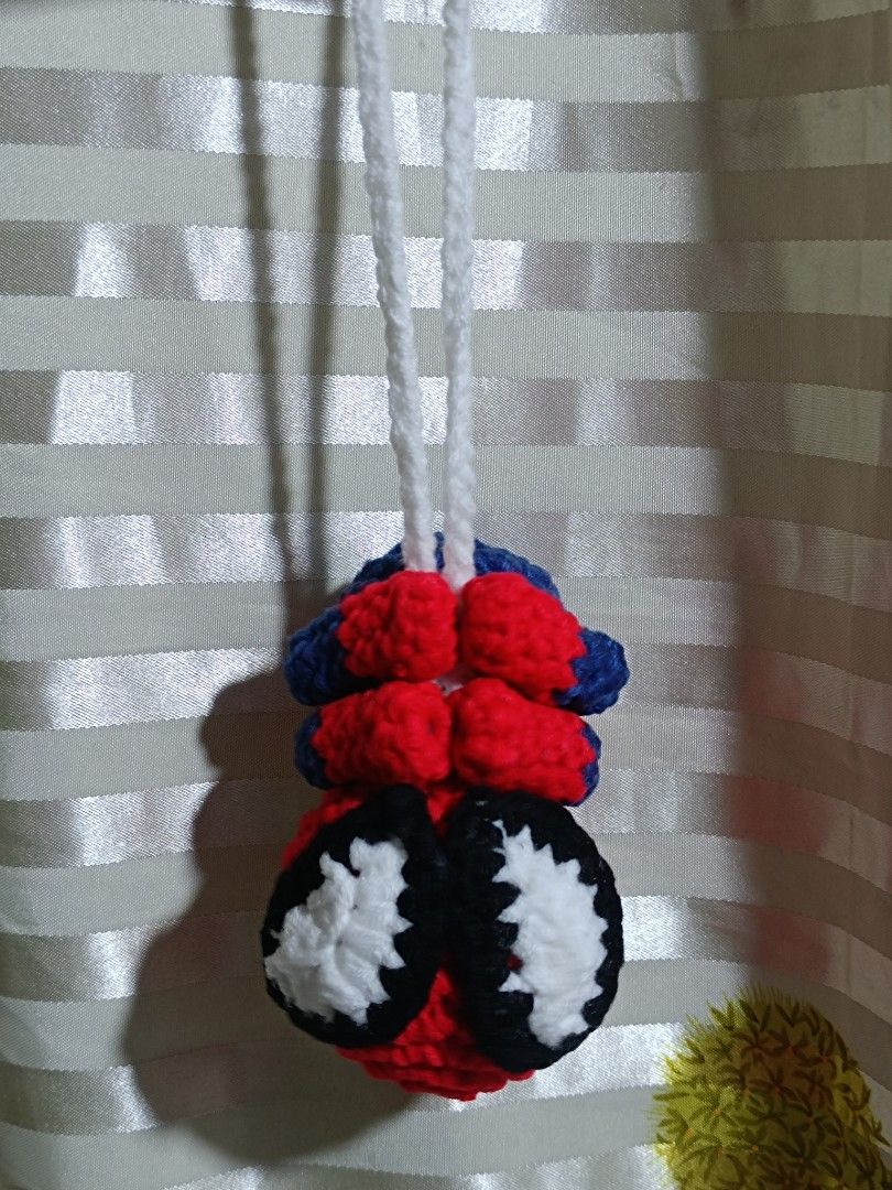 Handmade Spiderman Crochet Keychain Charm Hanging (Category: Handmade Craft) located in Manila. Submitted by theorangewolf (Listing ID 1453198477, Image 1). Description: - Cute handmade crochet keychain - Includes a white string for easy hanging - It has imperfection since it's handmade - MADE TO ORDER - Payment first + sf.