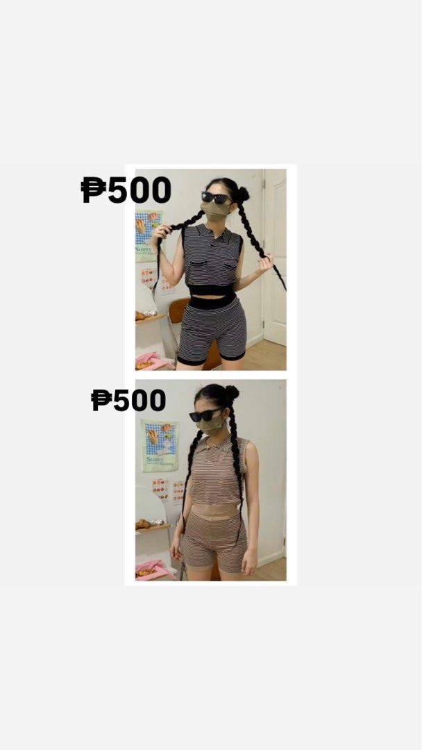 Preloved Hang top & high waist short coords set (Category: Sets or Coordinates) located in Tanza. Submitted by shop.yvone (Listing ID 1452932627, Image 3). Description: Hang top & high waisted shorts coordinates set - above the knee length - used once, na- stock na lang sa damitan - ₱500 each set - size small fit to medium Available in brown & black.