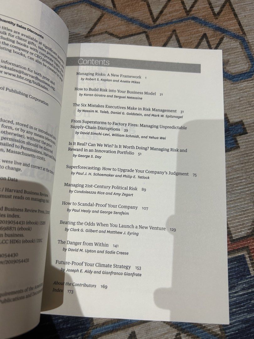 HBR's 10 Must Reads: On Managing Risk (Category: Textbooks) located in Paranaque City. Submitted by svrdr (Listing ID 1453229834, Image 3). Description: HBR's 10 Must Reads on Managing Risk (Harvard Business Review Press) — with a bonus article on 21st-century political risk by Condoleezza Rice & Amy Zegart A curated collection of landmark Harvard Business Review articles on how organizations identify, model, and manage risk — from operational an