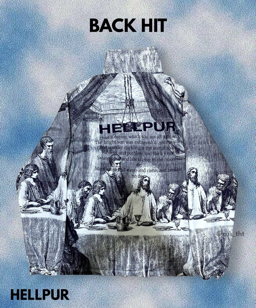 HELLPUR - The Last Supper Jacket (Category: Coats, Jackets and Outerwear) located in Makati City. Submitted by zus_tht (Listing ID 1453178395, Image 2). Description: - HELLPUR jacket with a striking all-over "The Last Supper" graphic print. .